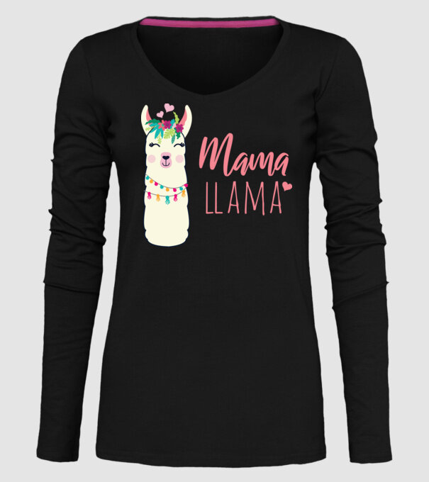 Mama Llama model negru pe tricou