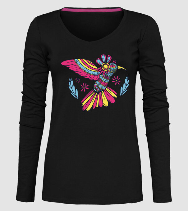 Mandala Colibri model negru pe tricou