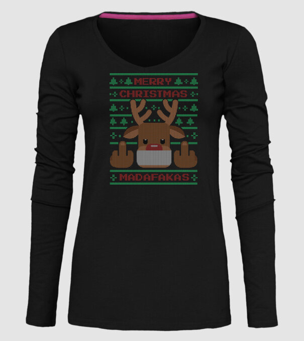Merry Christmas Madafakas model negru pe tricou