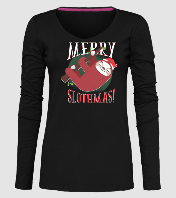 Merry Slothmas Crăciun cu Leneș model negru pe tricou