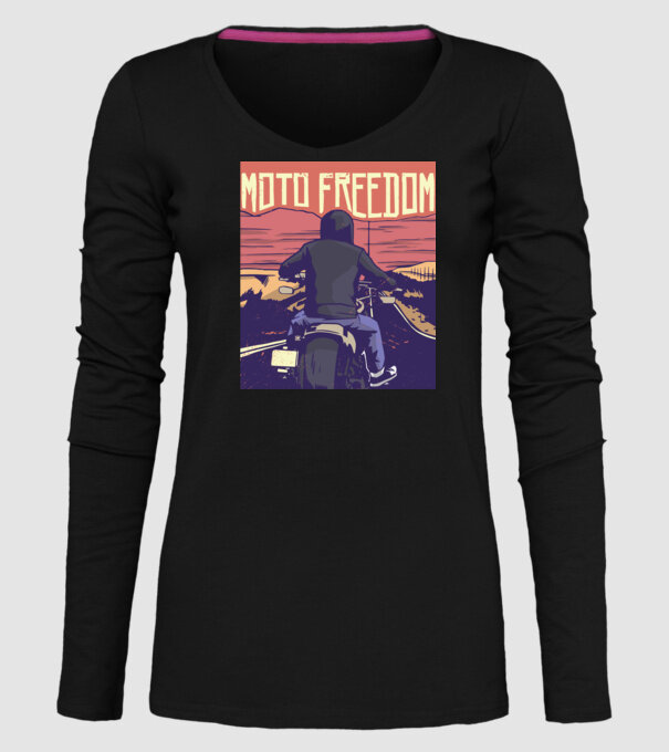 Libertate Motociclist model negru pe tricou