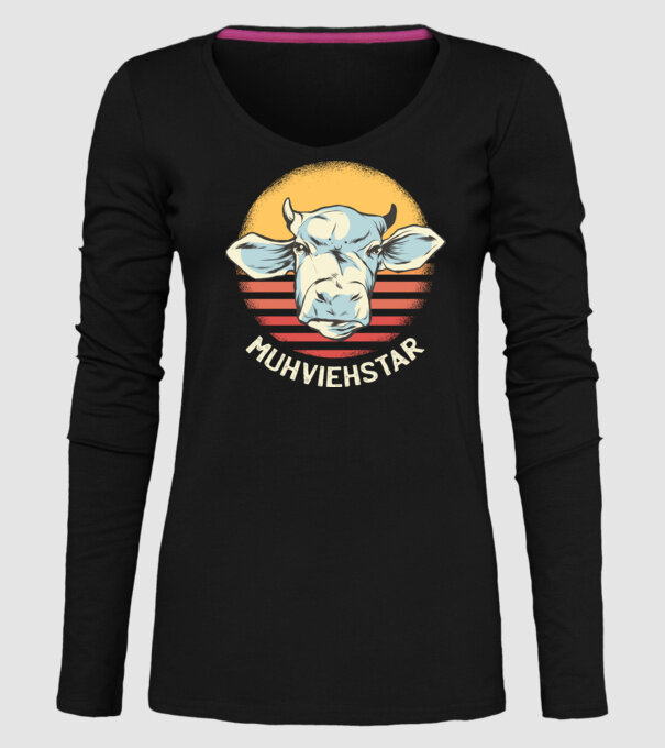 Vacă Muhviehstar model negru pe tricou