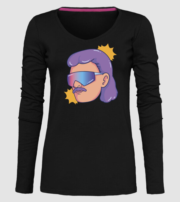 Cap Mullet Retro model negru pe tricou