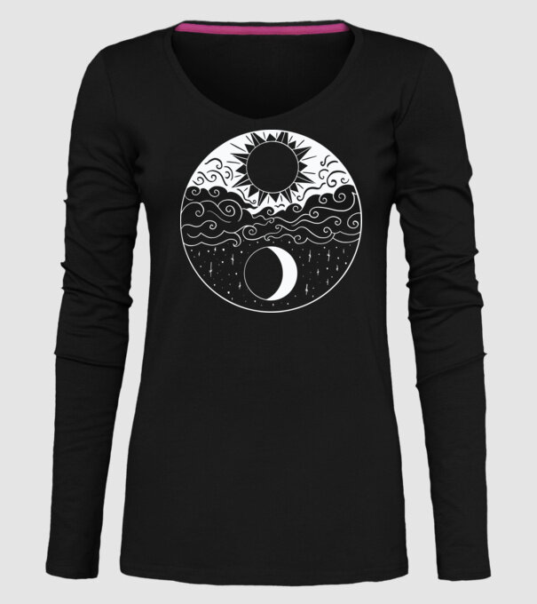 Soare și Lună Jin Jang model negru pe tricou