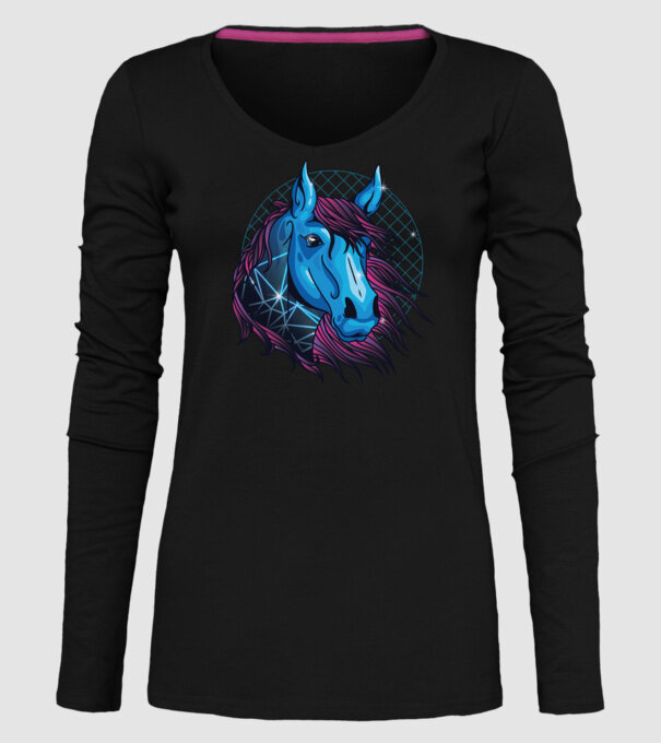 Cal neon pentru călăreți model negru pe tricou
