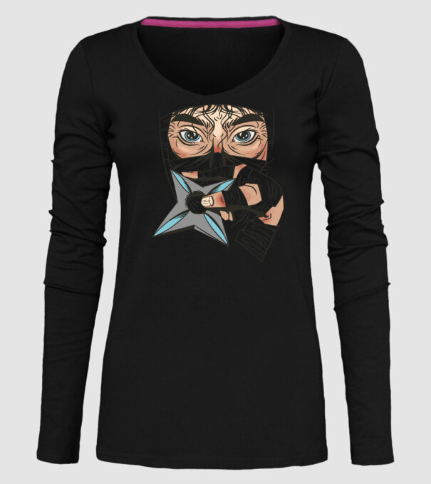 Cap de ninja model negru pe tricou