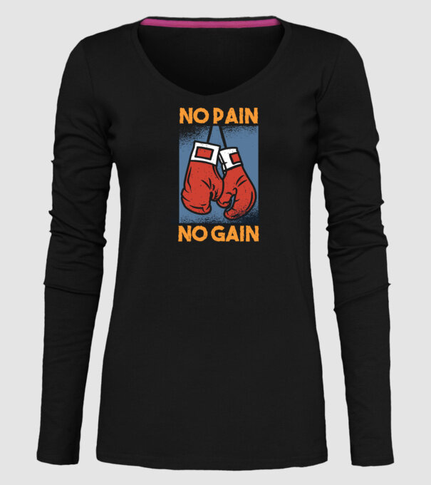 No pain no gain box model negru pe tricou