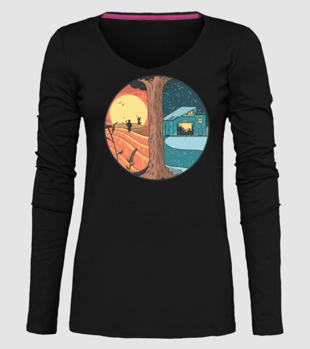 Vară vs iarnă model negru pe tricou