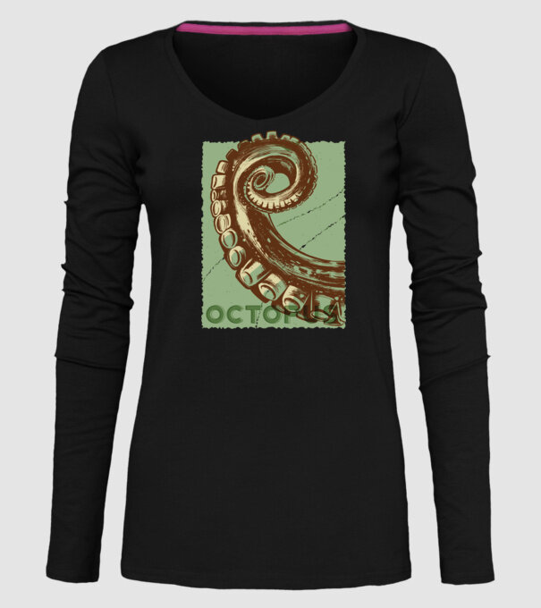Caracatiță Octopus model negru pe tricou