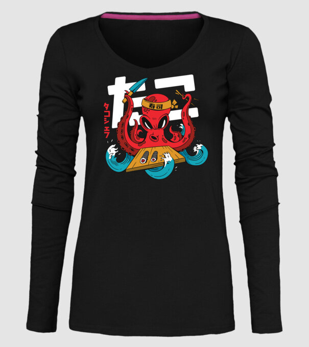 Octopus Sushi model negru pe tricou