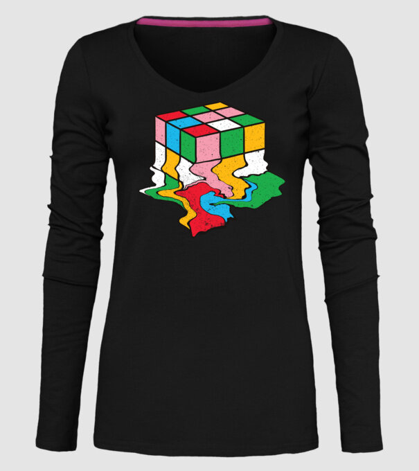 Cub Rubik topindu-se model negru pe tricou