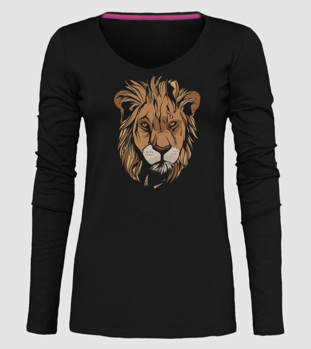 Cap de leu model negru pe tricou