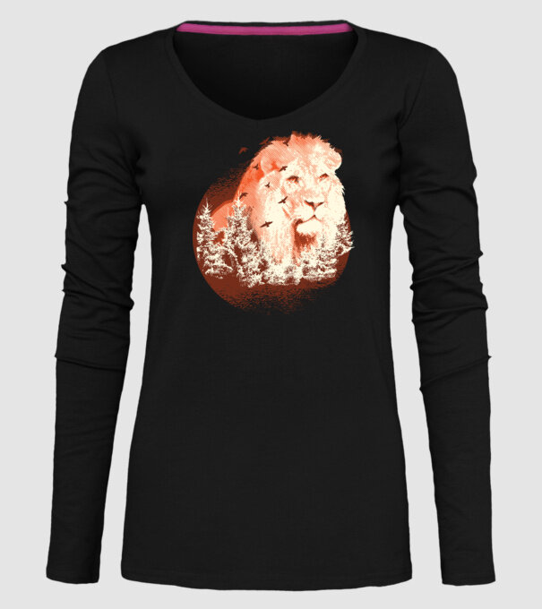 Tricou Leu Natură model negru pe tricou