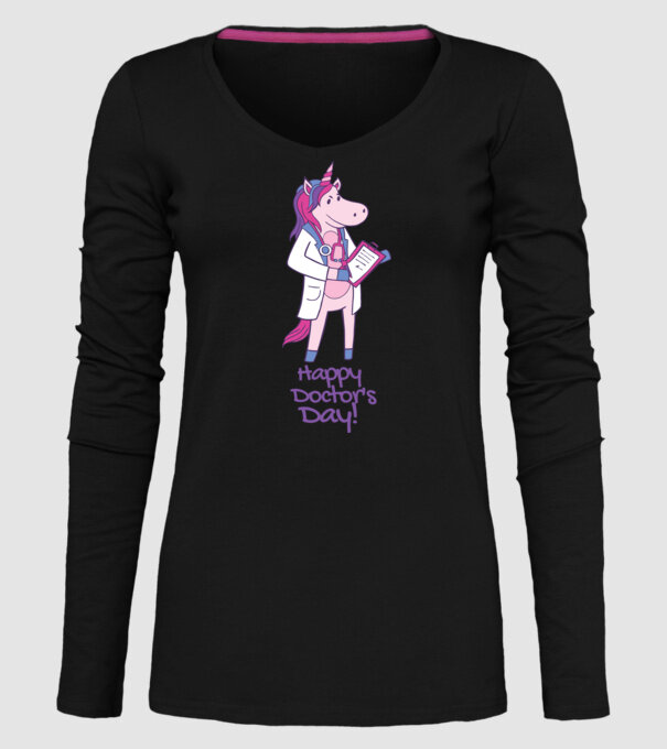 Medic Unicorn model negru pe tricou