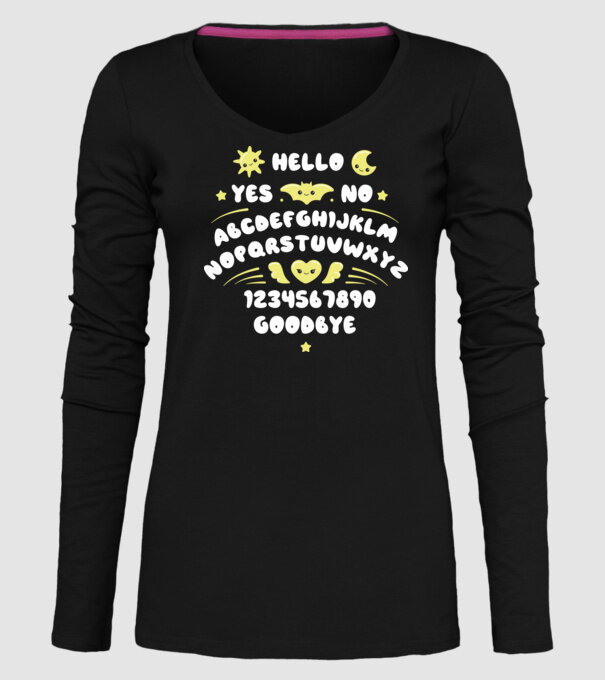 Motiv Ouija model negru pe tricou