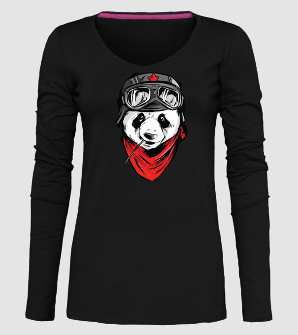 Panda Gerilla model negru pe tricou