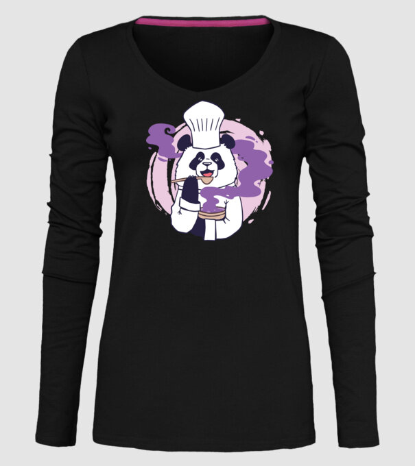 Panda Chef model negru pe tricou