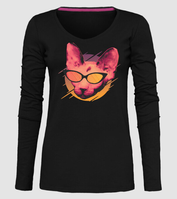 Pisică Petrecere model negru pe tricou