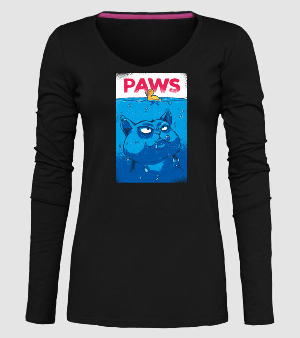 Paws Pisică la atac model negru pe tricou