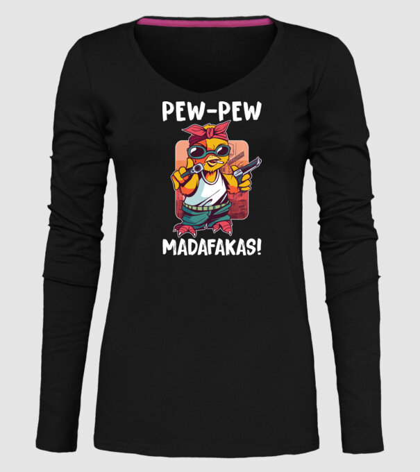 Pew Pew Pew Madafakas Pui model negru pe tricou