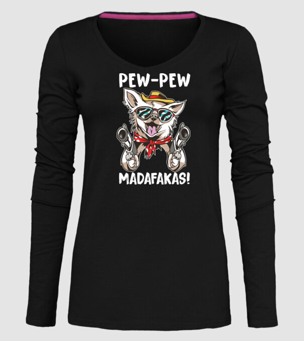 Pew Pew Pew Madafakas Chivava model negru pe tricou
