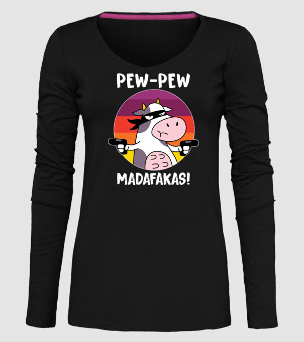 Pew Pew Pew Madafakas Vacă model negru pe tricou