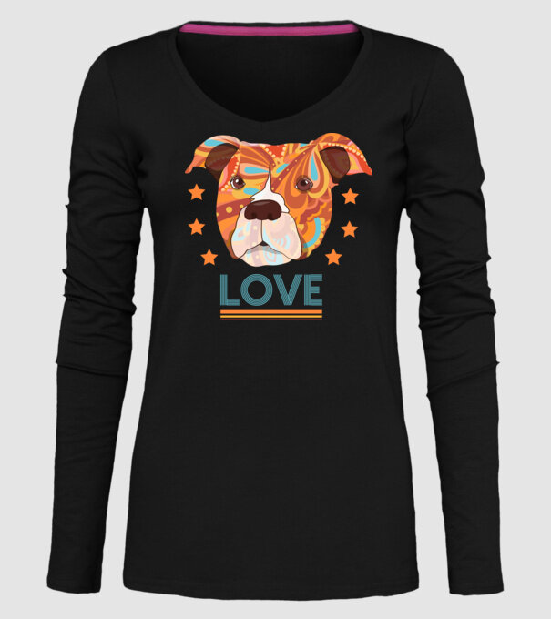 Dragoste Pitbull model negru pe tricou