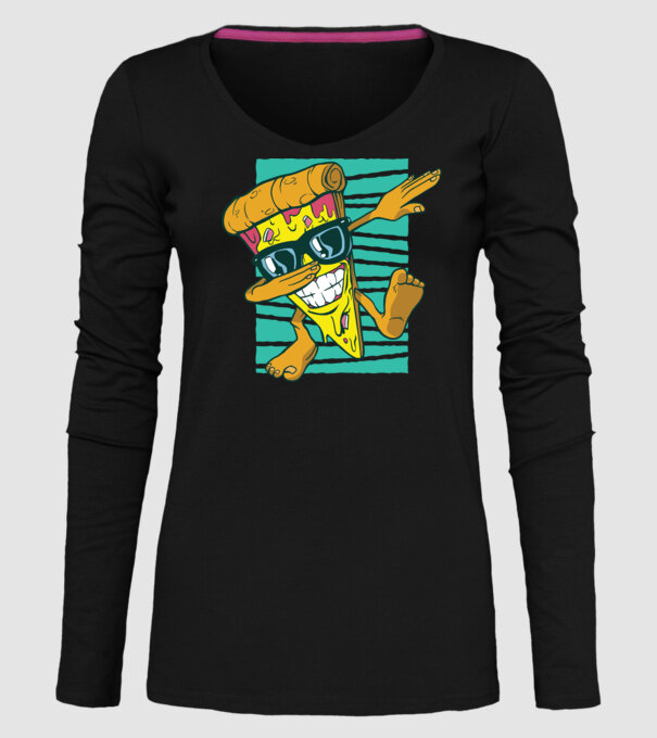 Felie de pizza DAB model negru pe tricou