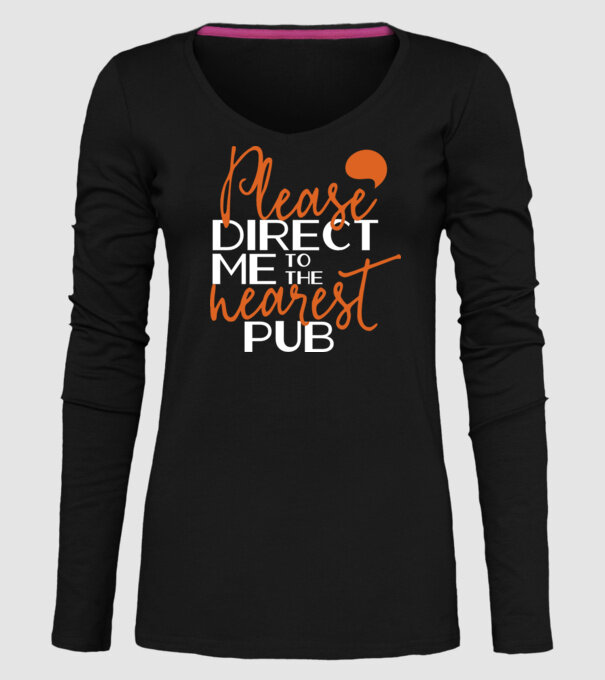 Please direct me to the nearest pub model negru pe tricou
