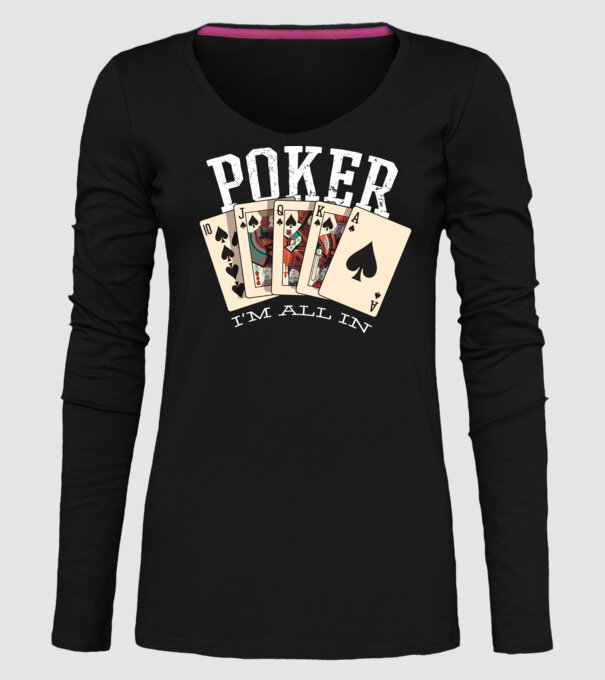 Poker All in model negru pe tricou