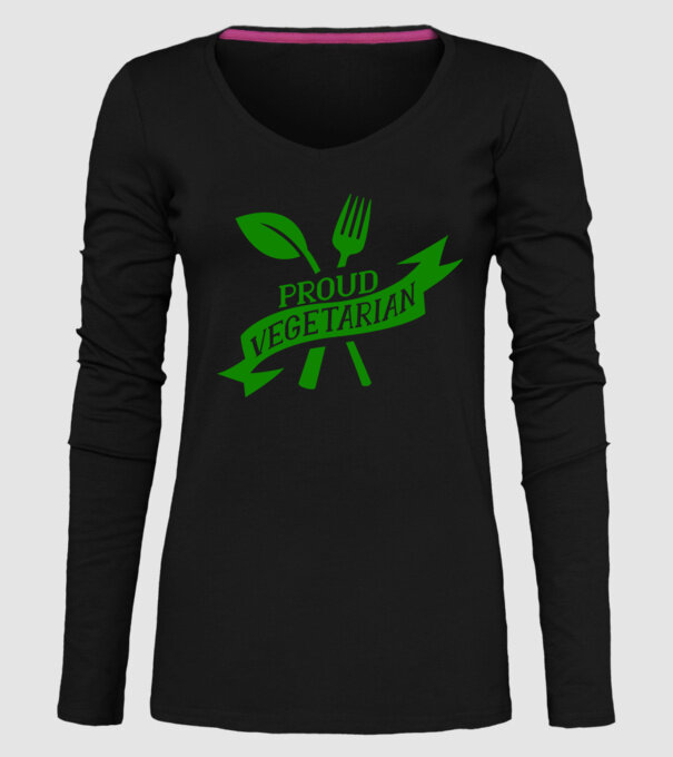 Proud Vegetarian model negru pe tricou