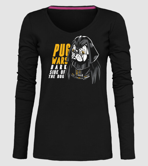 Pug Wars Mops model negru pe tricou