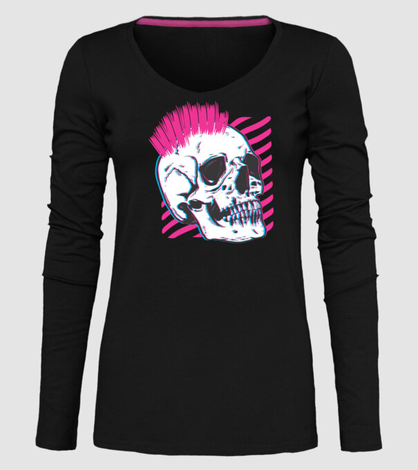 Craniu Punk model negru pe tricou