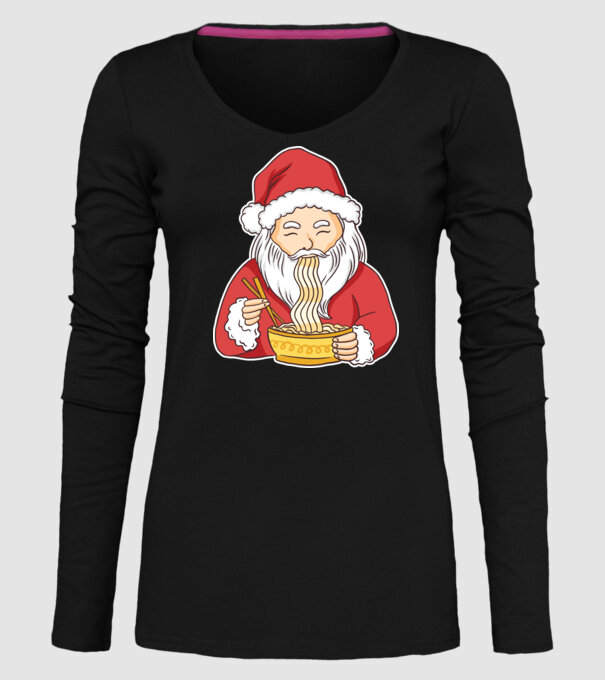 Moș Crăciun Ramen model negru pe tricou
