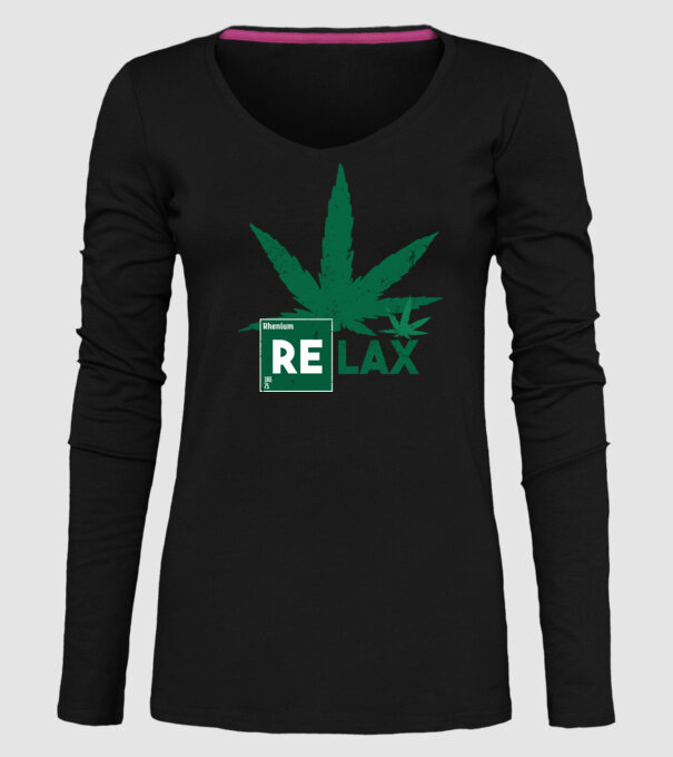 Relax Cannabis model negru pe tricou