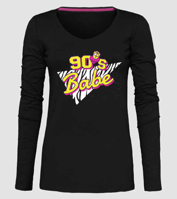 Retro 90s Babe model negru pe tricou
