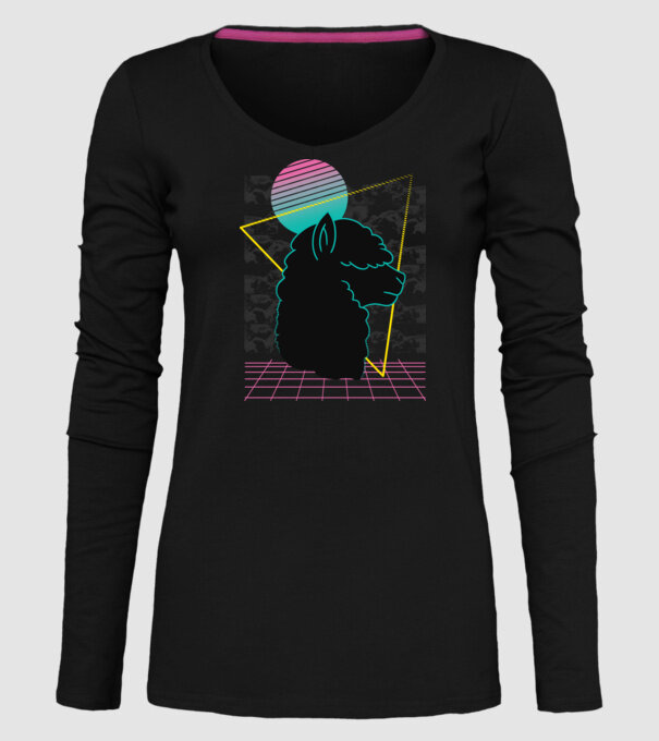 Retro Alpaka model negru pe tricou