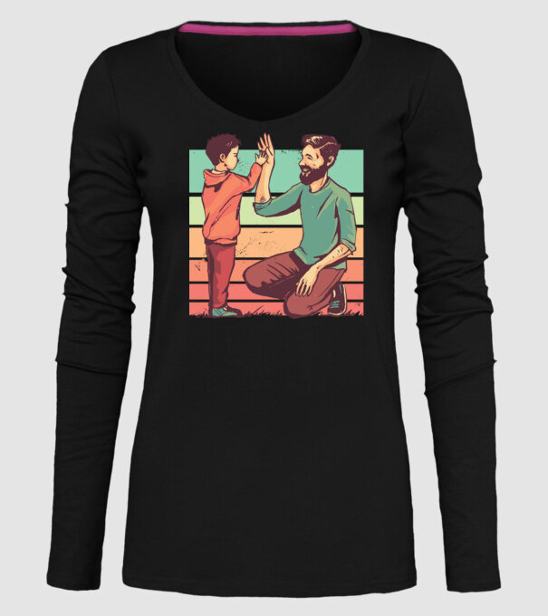 Tată și fiu retro model negru pe tricou