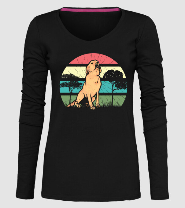 Golden Retriever retro model negru pe tricou