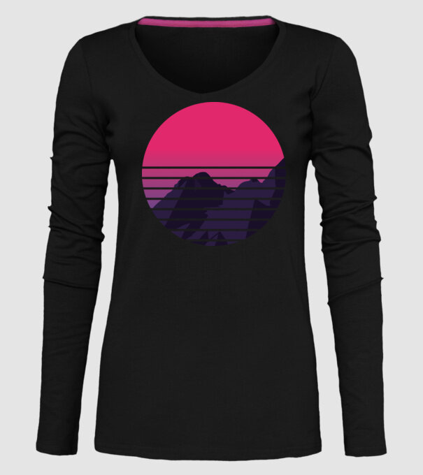 Retro Munte model negru pe tricou