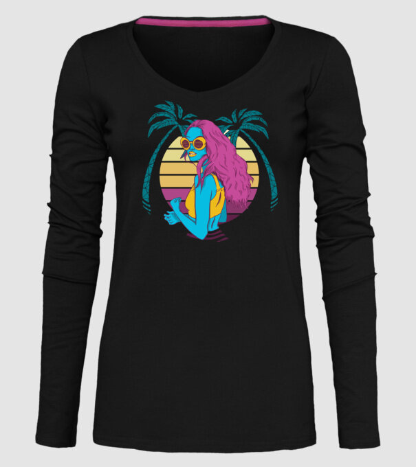 Fată Retro model negru pe tricou