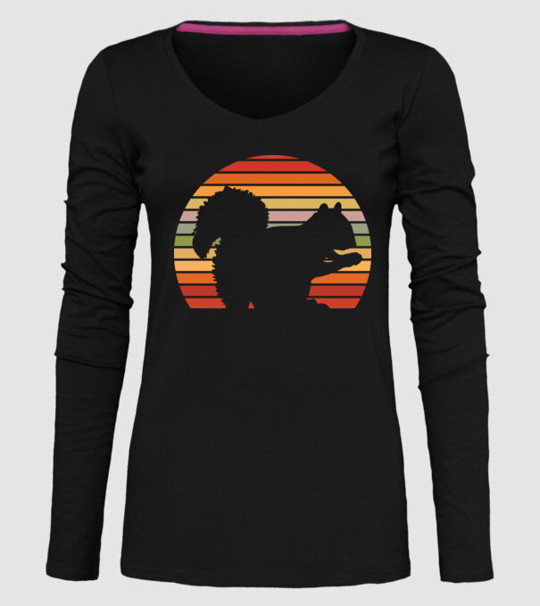 Veveriță Retro model negru pe tricou