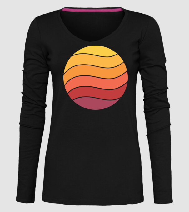 Fond Retro Apus de soare model negru pe tricou