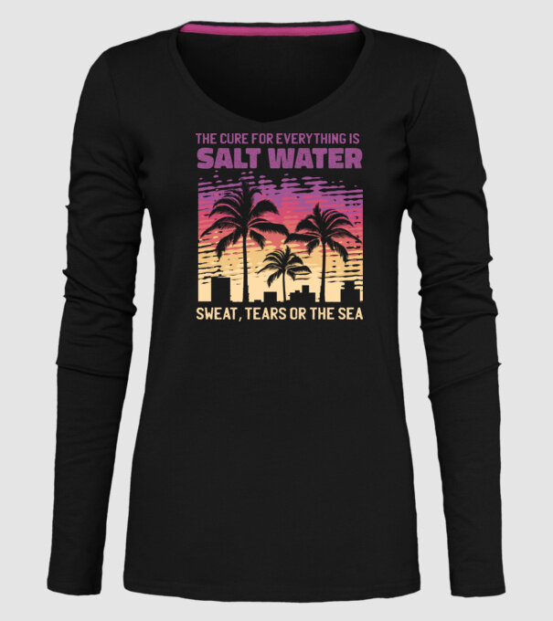 Retro Sunset - Apa sărată este leac pentru orice model negru pe tricou