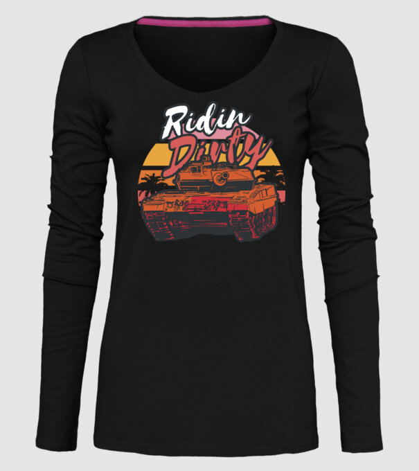Ridin Dirty tricou cu tanc model negru pe tricou