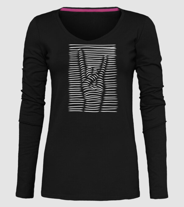 Mână Rocker model negru pe tricou