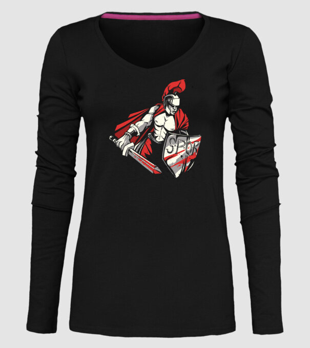 SPQR războinic Roman model negru pe tricou