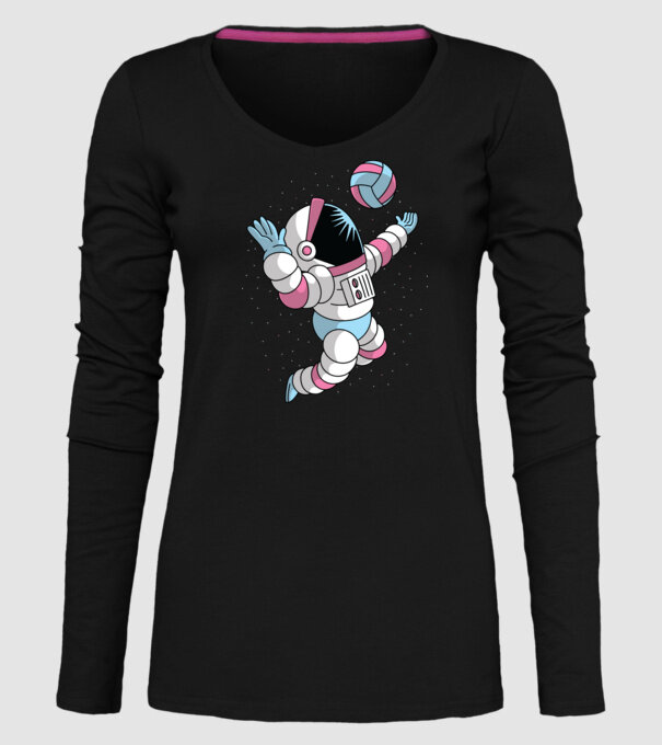Astronaut voleibalist model negru pe tricou