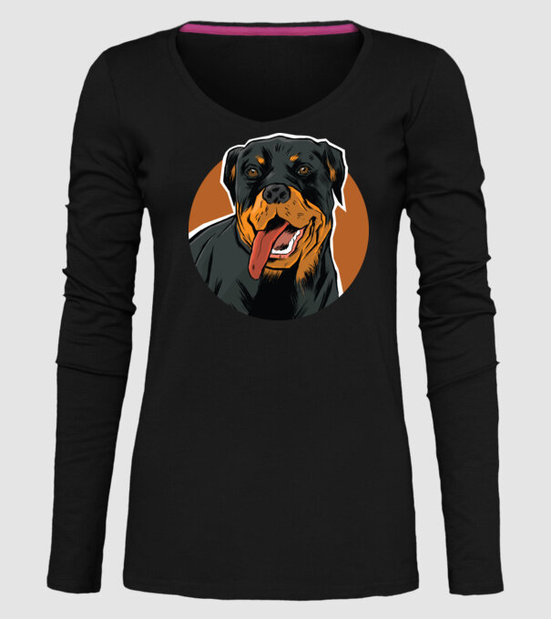 Tricou cu Câine Rottweiler model negru pe tricou