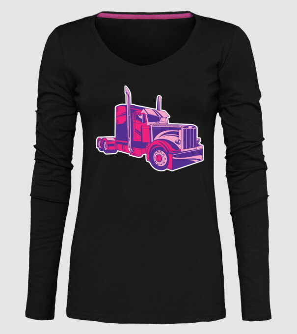 Camion roz model negru pe tricou